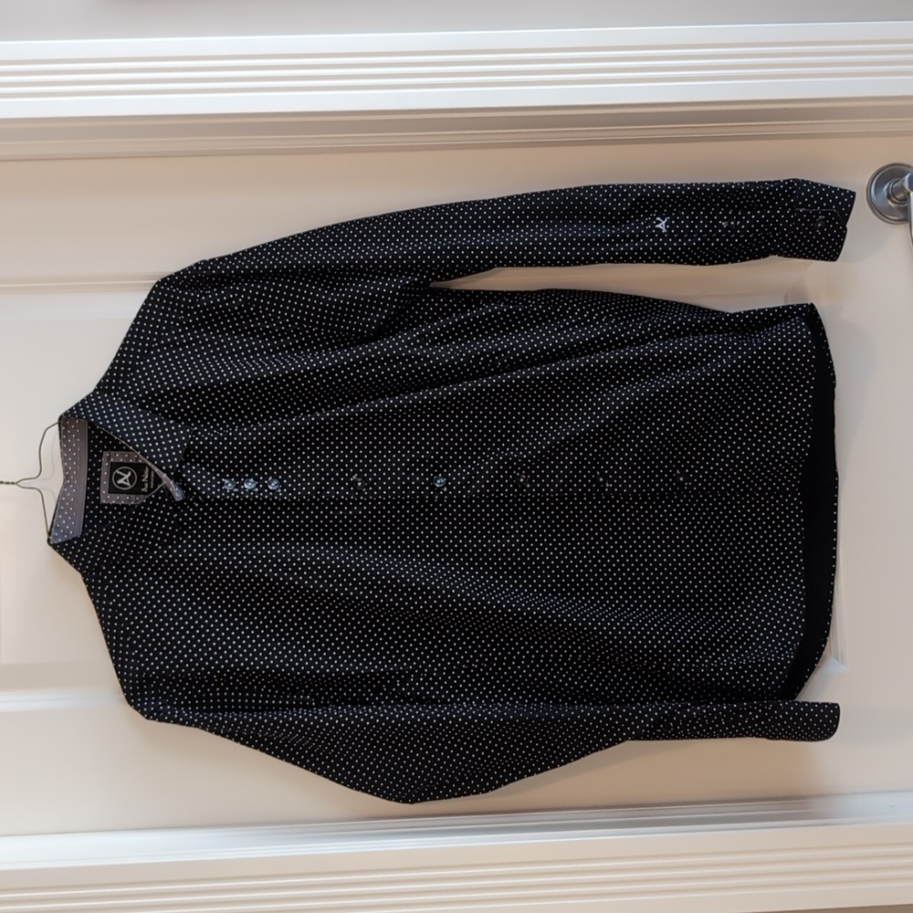 Men's Black Polka Dot Button-Up Shirt